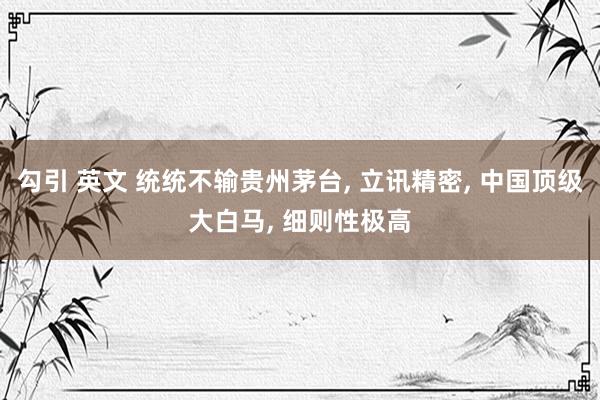 勾引 英文 统统不输贵州茅台， 立讯精密， 中国顶级大白马， 细则性极高