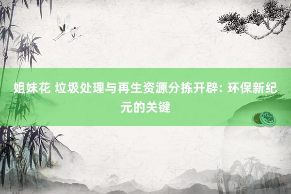 姐妹花 垃圾处理与再生资源分拣开辟: 环保新纪元的关键